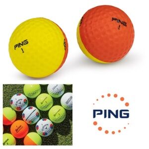 RARE!  Vintage Ping Karsten Two Tone Golf Ball - Orange & Yellow